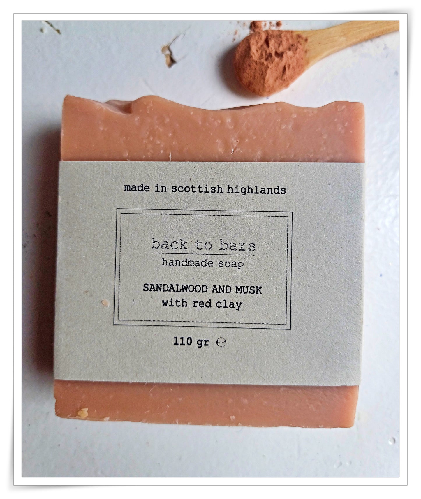 SANDALWOOD and MUSK handmade soap  with red clay and fragrance oil