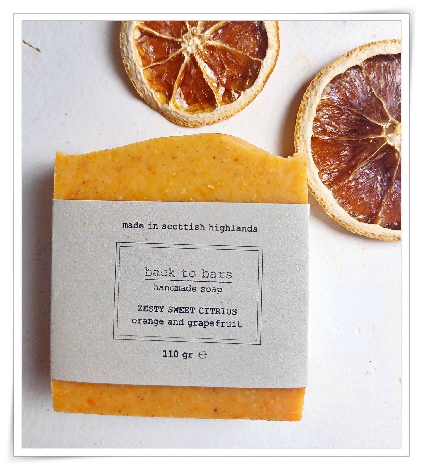ZESTY SWEET CITRUS handmade soap with citrusy essential oils and annatto powder