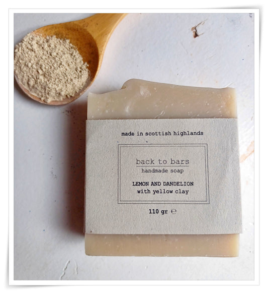LEMON and DANDELION handmade soap  with fragrance oil, yellow clay and dandelion extract