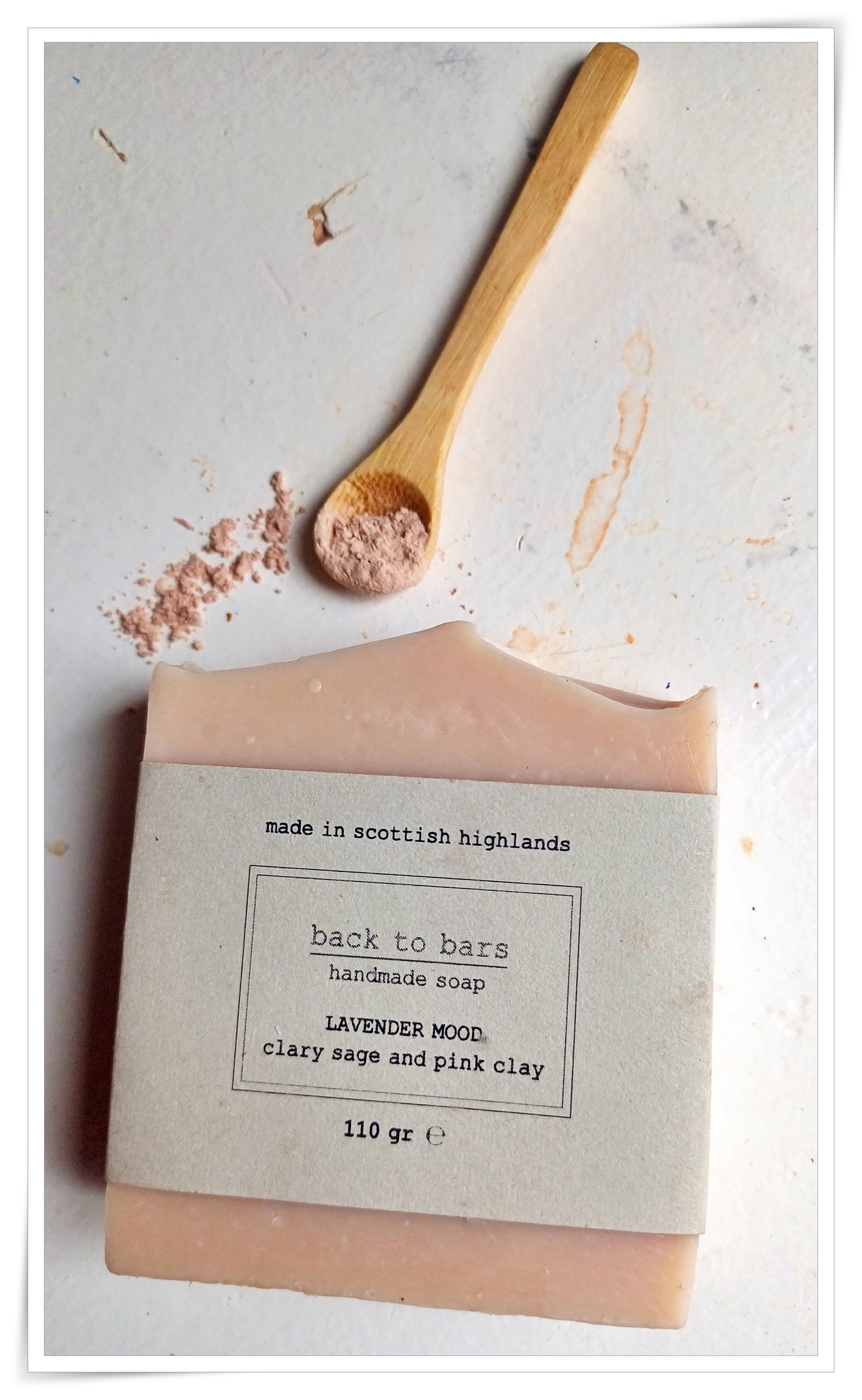 LAVENDER MOOD handmade soap with French pink clay, clary sage and lavender essential oils
