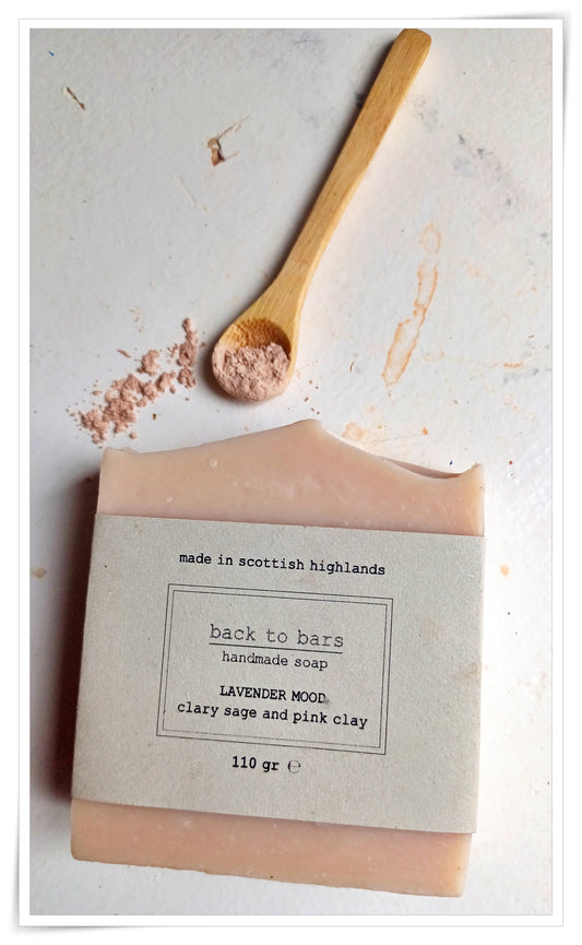LAVENDER MOOD handmade soap with French pink clay, clary sage and lavender essential oils