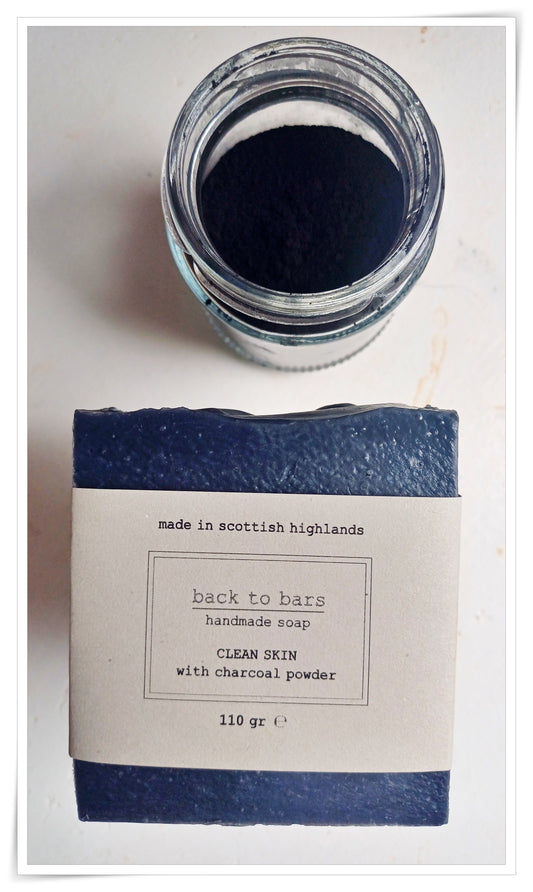 CLEAN SKIN handmade soap with charcoal powder, peppermint and tea tree essential oils