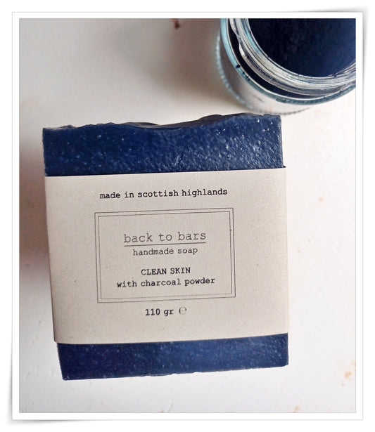 CLEAN SKIN handmade soap with charcoal powder, peppermint and tea tree essential oils