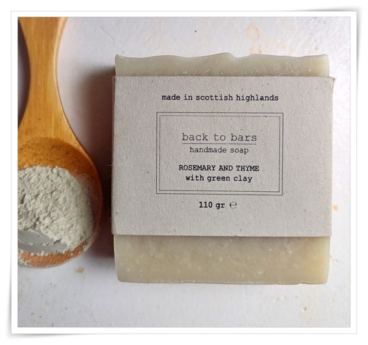 ROSEMARY AND THYME handmade soap with green clay and essential oils
