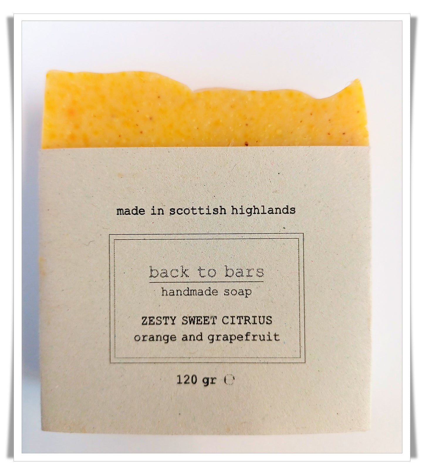 ZESTY SWEET CITRUS handmade soap with citrusy essential oils and annatto powder