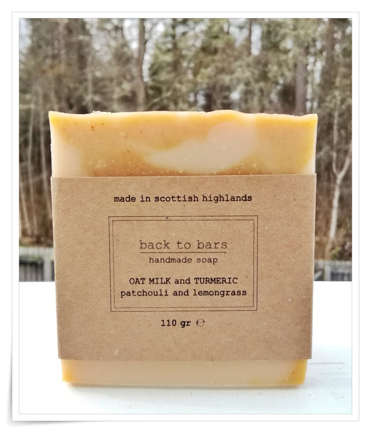 OAT MILK and TURMERIC  handmade soap with earthy patchouli and lemongrass essential oils