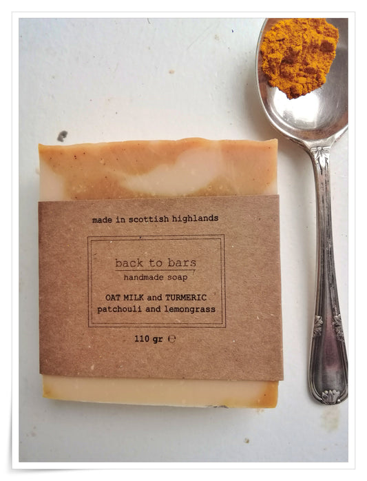 OAT MILK and TURMERIC  handmade soap with earthy patchouli and lemongrass essential oils