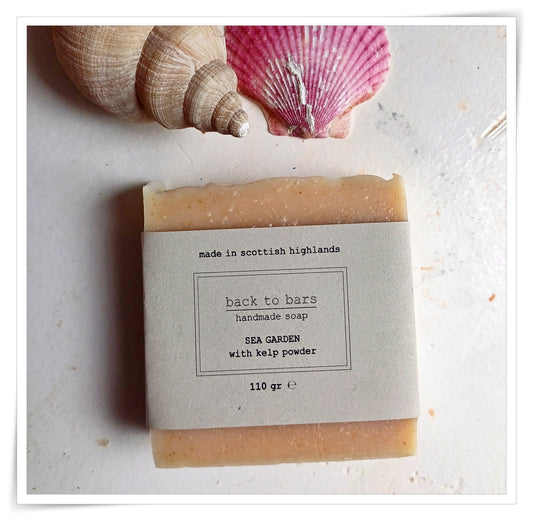 SEA GARDEN handmade soap with kelp powder, cedarwood, patchouli, bergamot, lemongrass essential oils