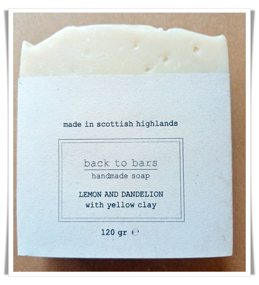 LEMON and DANDELION handmade soap  with fragrance oil, yellow clay and dandelion extract