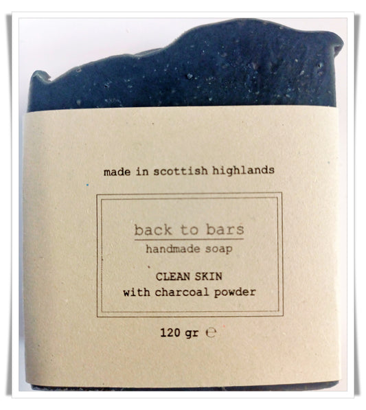 CLEAN SKIN handmade soap with charcoal powder, peppermint and tea tree essential oils
