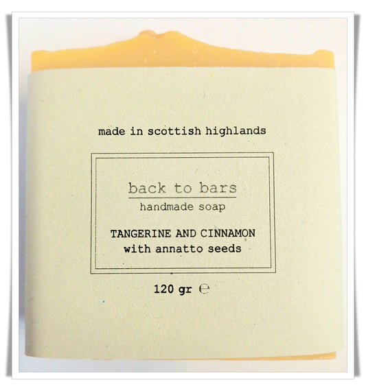 TANGERINE AND CINNAMON handmade soap with oat milk and annatto seeds