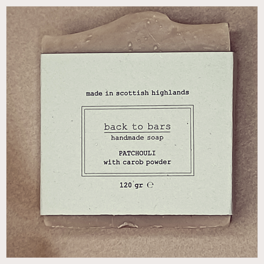 PATCHOULI handmade soap with earthy patchouli, carob powder, patchouli and lemon essentials oils