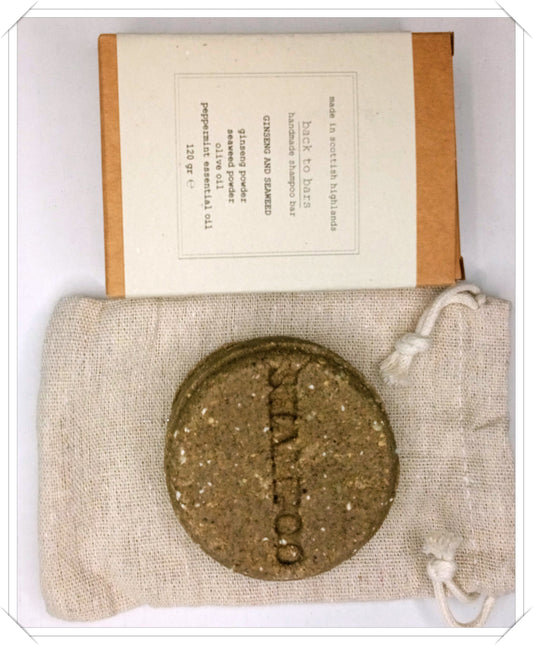 GINSENG AND SEAWEED SHAMPOO AND CONDITIONER BAR 120 GR with ginseng powder seaweed powder olive oil peppermint essential oil